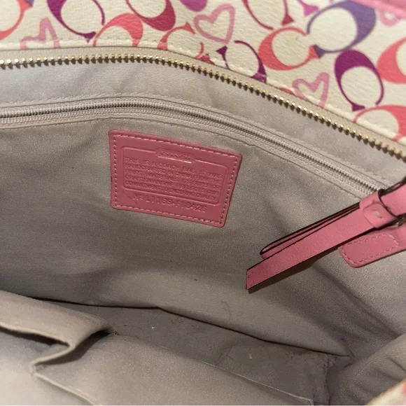 Vintage Coach Chelsea Signature Waverly Hearts Tote Shoulder Bag L1169-F18426